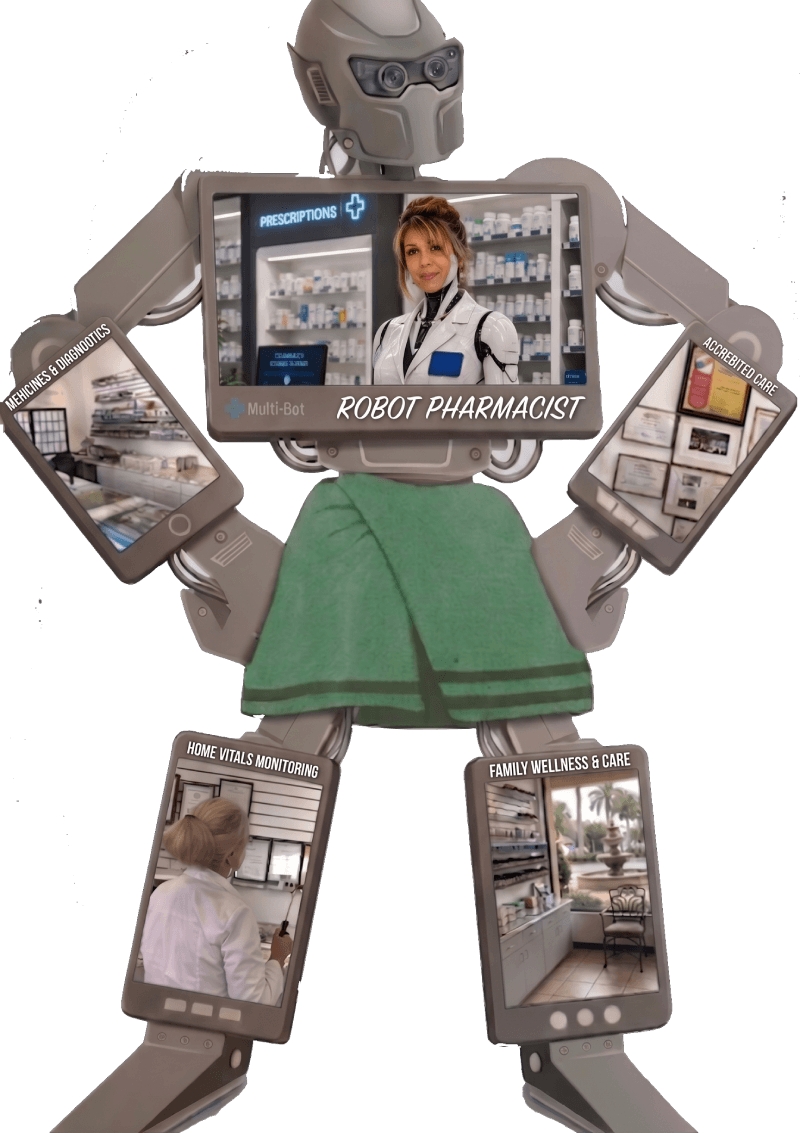 Personalized telehealth robot with integrated healthcare screens